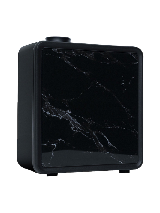 Scentivo ASH 1000 scent diffuser machine, black marble-effect glass, angled view