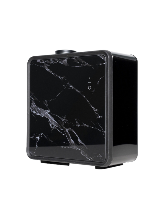 Scentivo ASH 500 scent diffuser machine, black marble-effect glass, angled view
