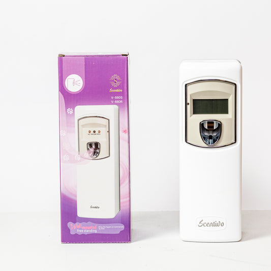 Scentivo LCD Aerosol Dispenser (White) | Programmable Air Freshener Dispenser for Homes, Offices & Washrooms | Digital Timer Control | Wall Mountable