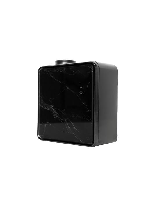 Scentivo ASH 200 scent diffuser machine, black marble-effect glass, angled view