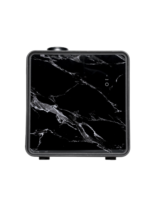 Scentivo ASH 500 scent diffuser machine, black marble-effect glass, front view