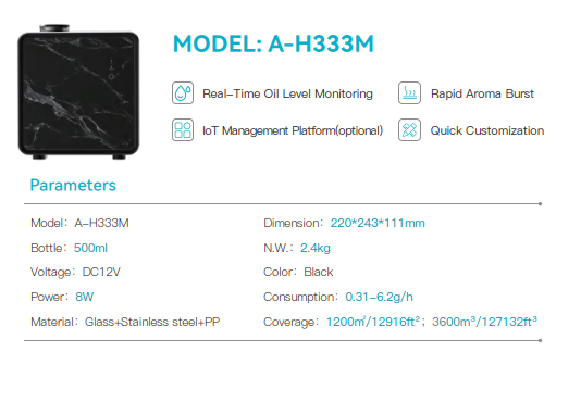 Scentivo ASH 500 scent diffuser machine specifications